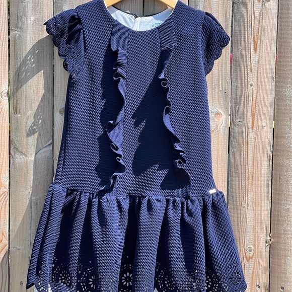 Mayoral Piquet Knit Ruffle Dress - Picture 2 of 8